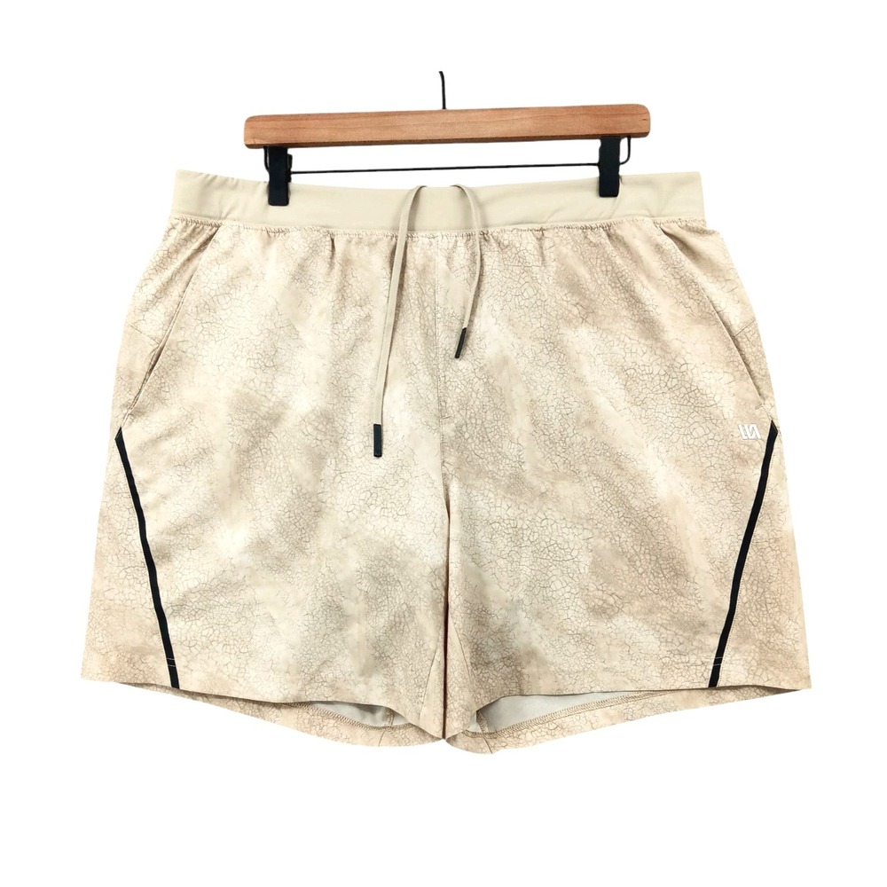 VRST Shorts Mens XL Tan Beige Performance Lined Drawstring Gym Run Walk‎ Stealth